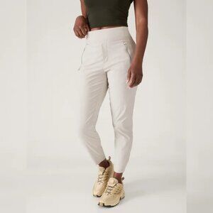 Athleta Trekkie North Joggers Women's 12 Abalone Bone Zip Pockets Hiking Pants